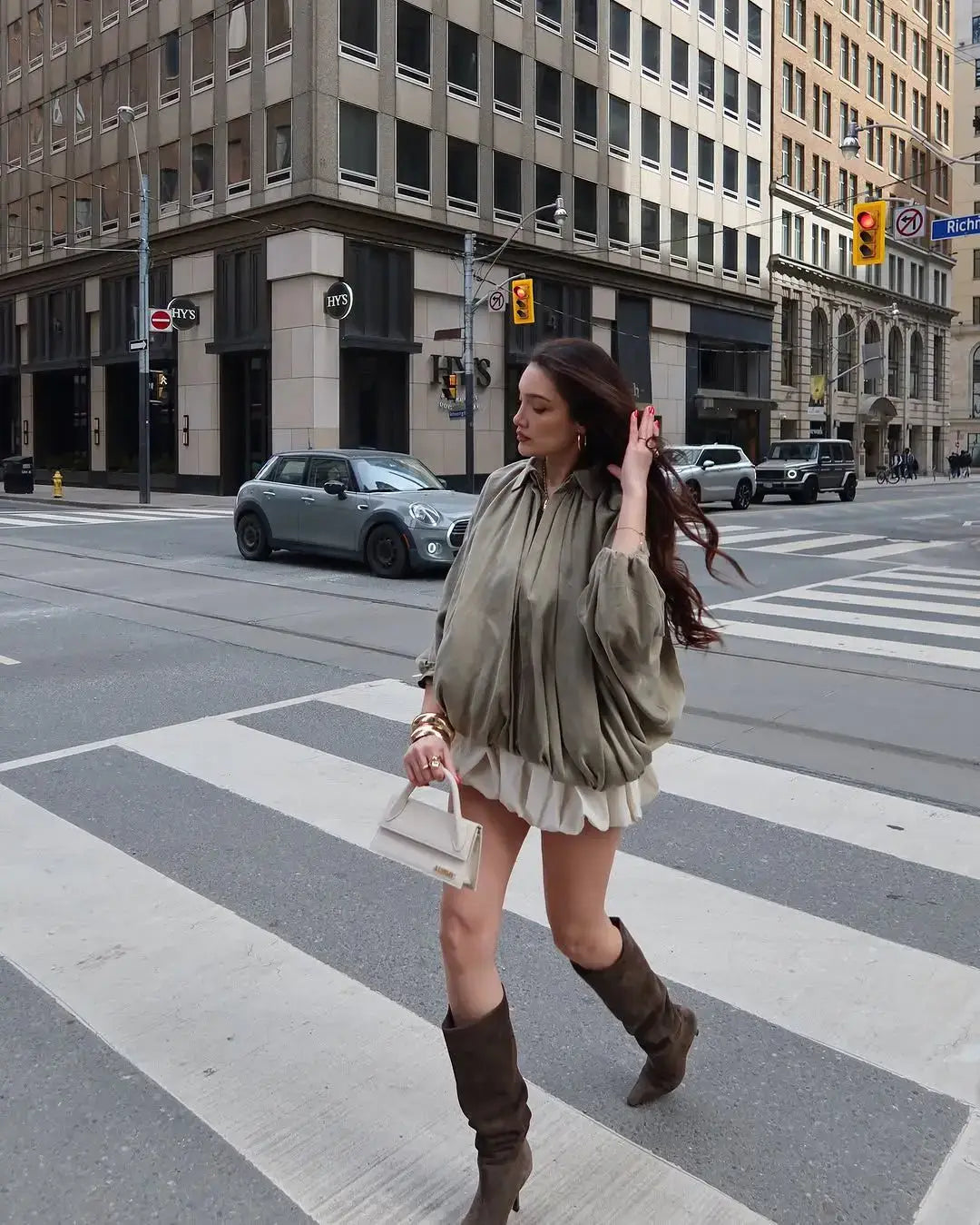 Elegant Pleated Green Oversize Bomber Jacket