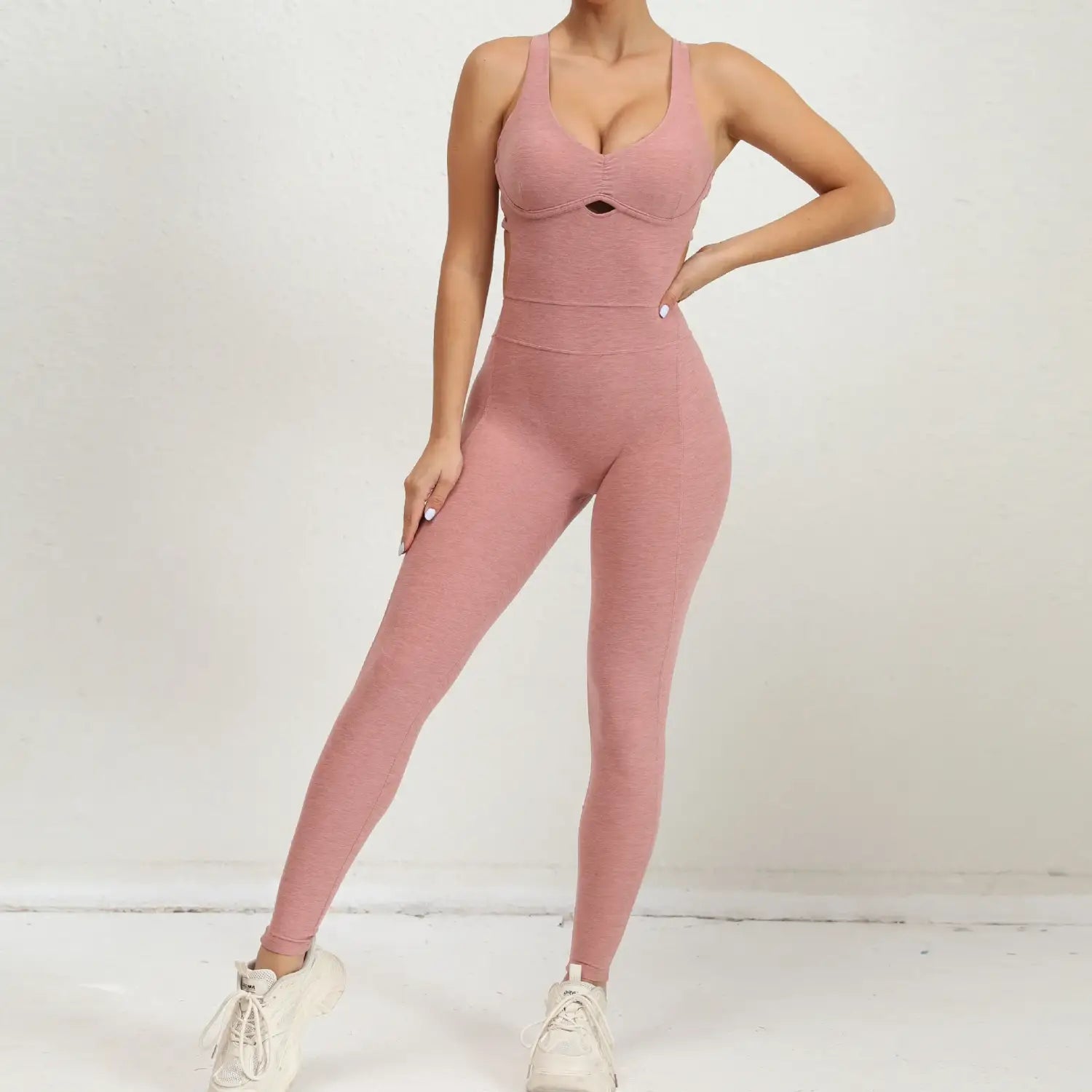 Backless Romper Cross Adjustable Back Workout Jumpsuit