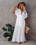 Long Bikini Cover Ups for Women Solid V-Neck Kimono Beach - Norellé