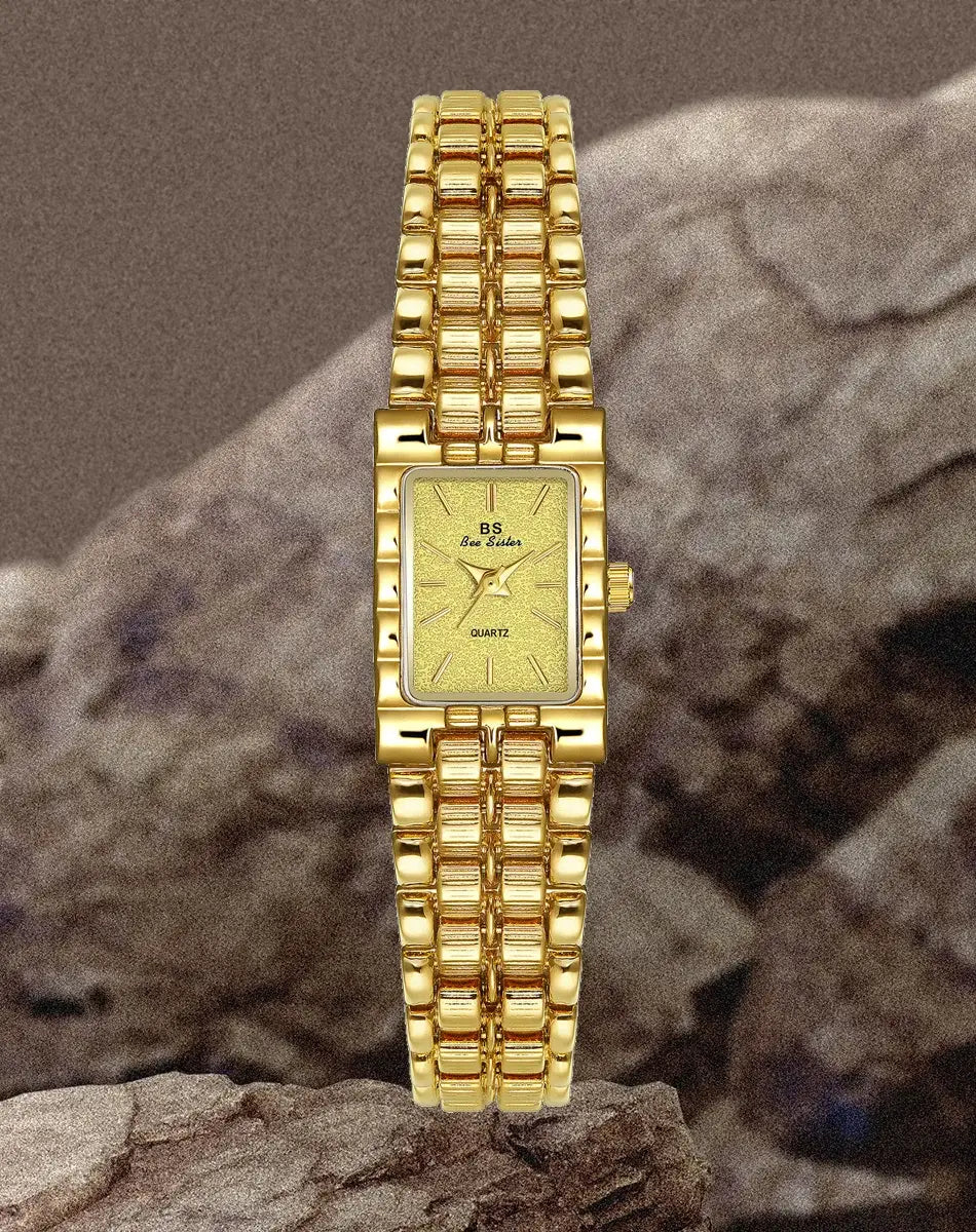 Retro Gold Rectangle Classic Watch For Women