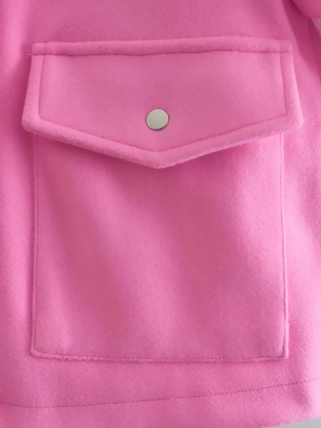 Solid Front Pockets Button Long Sleeve Jacket