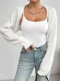 Shrug Raglan Sleeve Open Front Cardigan Elegant Solid Color Ribbed - Norellé