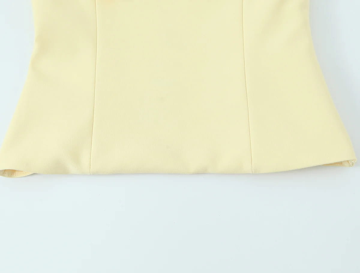 Woman Elegant High Street Solid Side Zipper Slim Tops