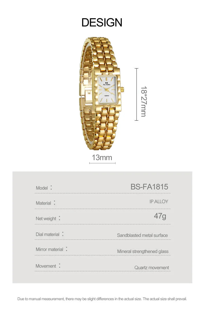 Retro Gold Rectangle Classic Watch For Women