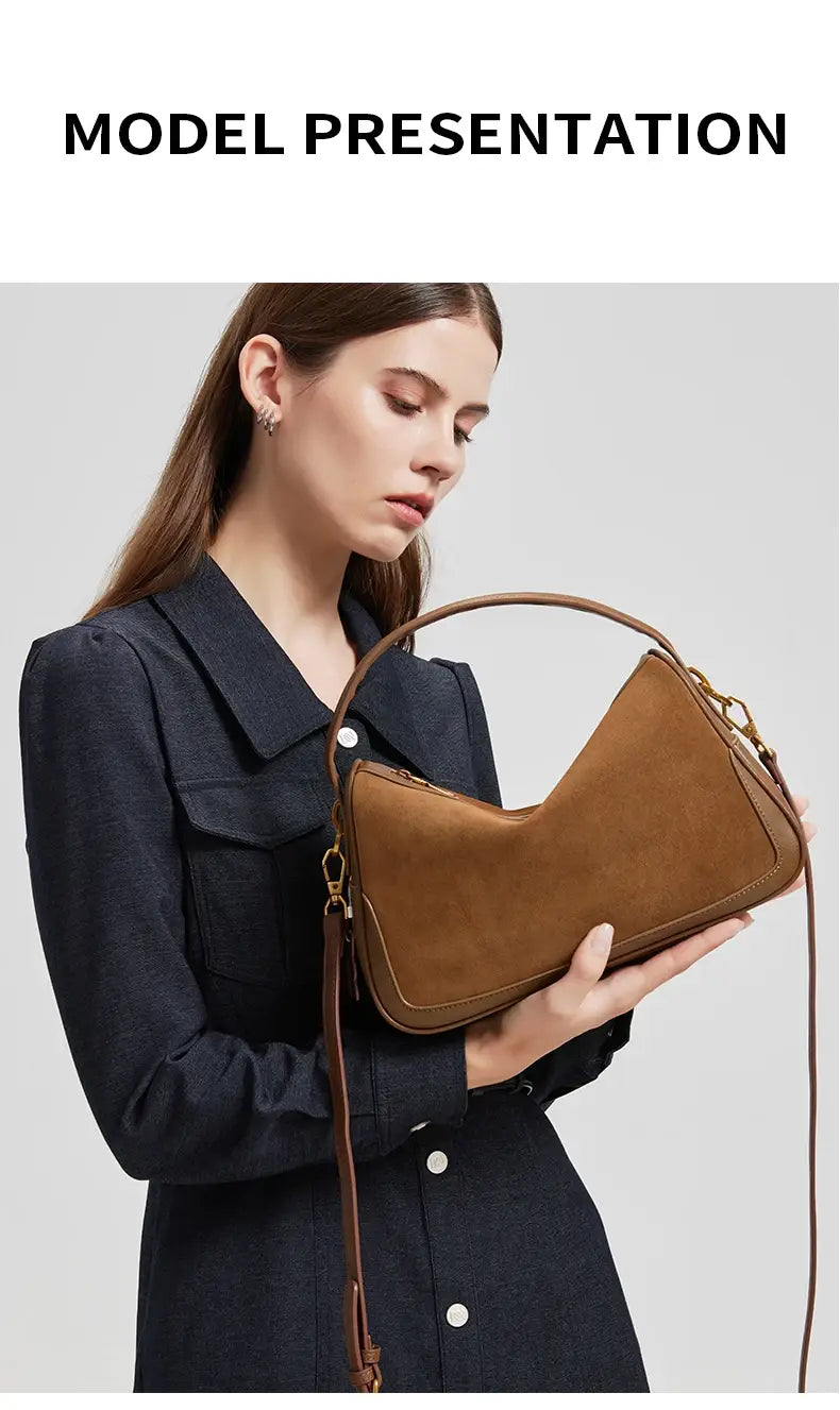 Women’s Suede Genuine Leather Crossbody Bag