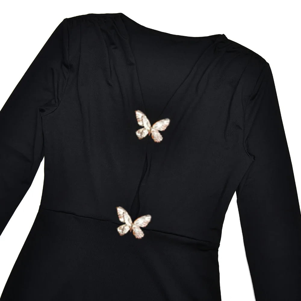 Deep V-neck Butterfly Maxi Dress For Women