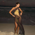 Sleeveless One Shoulder Printed See Through Mesh Dresses - Norellé