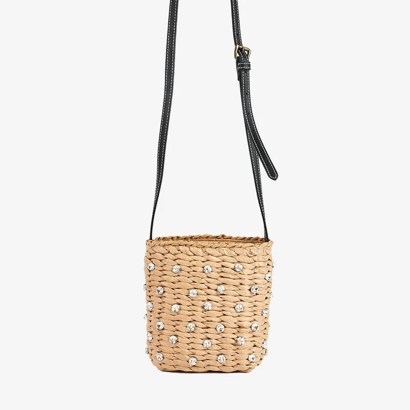 Diamond Woven Straw Bag Summer Travel Beach Bags for Women