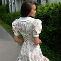Print Puff Sleeves Ruffled Dress - Norellé
