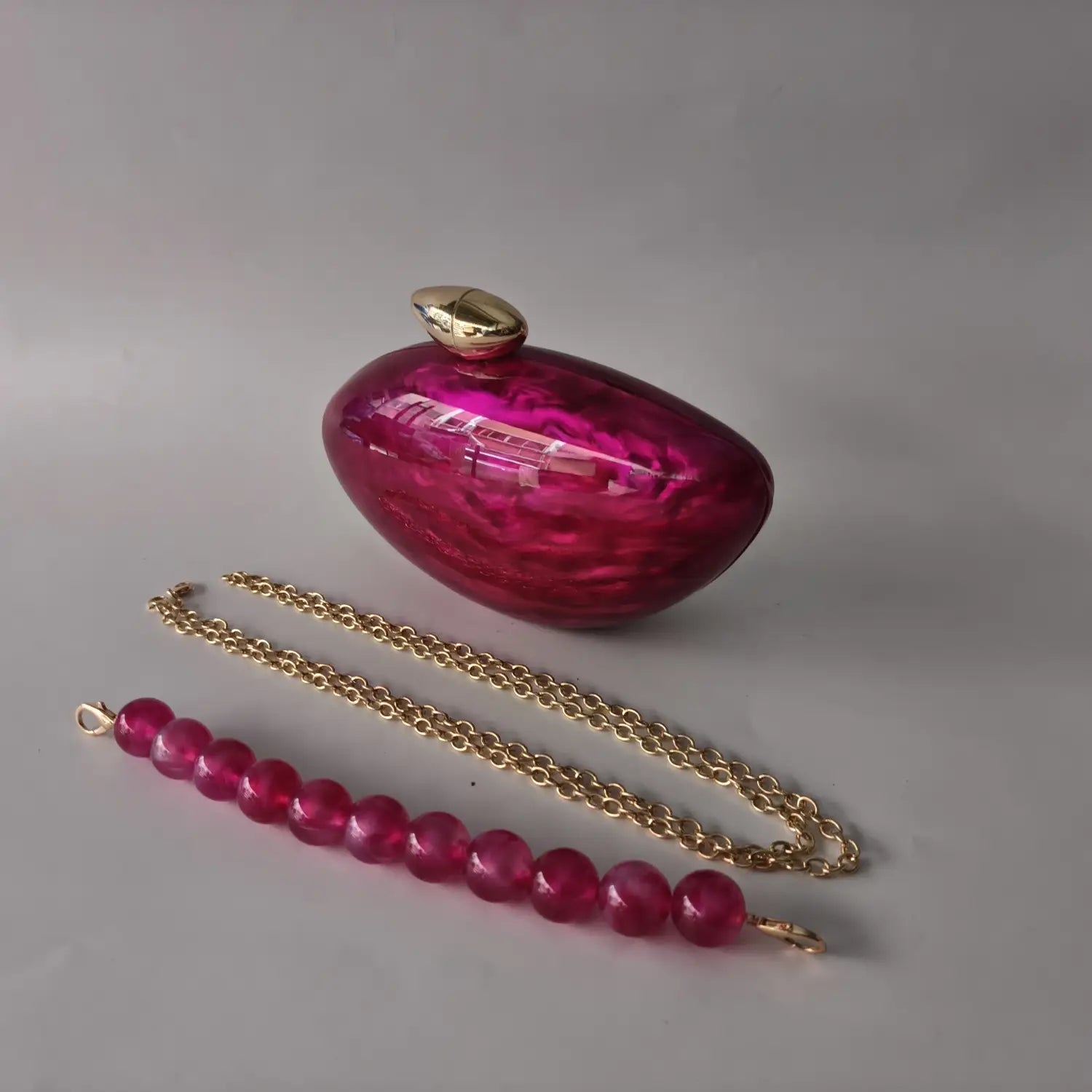 Rose Red Metal Clasp Shoulder Messenger Acrylic Box Clutch