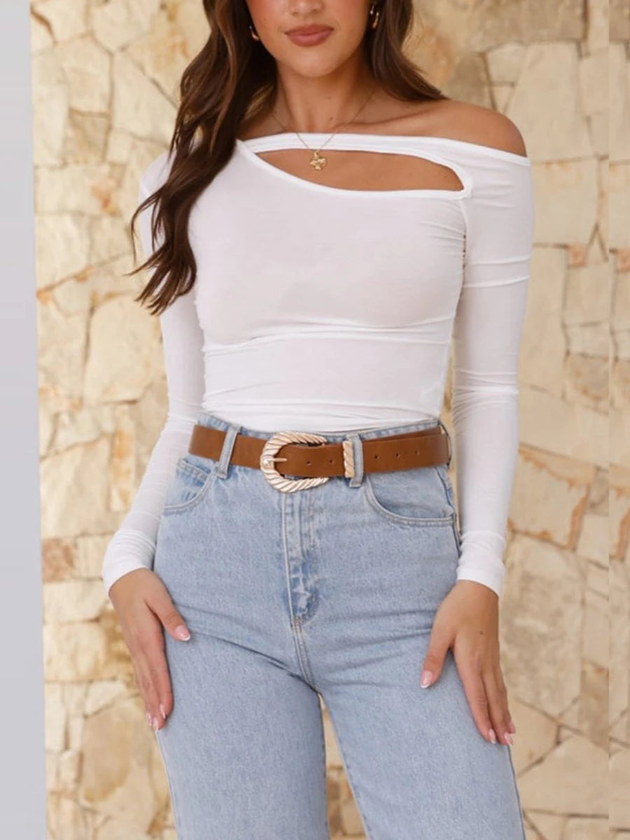 Elegant Women’s Asymmetric Cropped Top