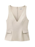 Women Solid Skirt Hem Tops Spring Summer Fashion Chic Sleeveless - Norellé