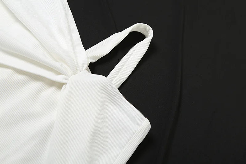 Strapless Long Dress Two Piece Fashion Elegant Solid Sleeveless Top Tight Set