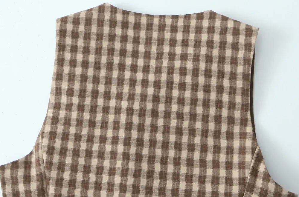 Women’s Waistcoat Top And Mid-Waist Side-Zip Pleated Skort Two-Piece Set