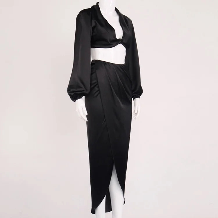 Satin 2 Piece Set Women Summer Beach Vacation Outfit