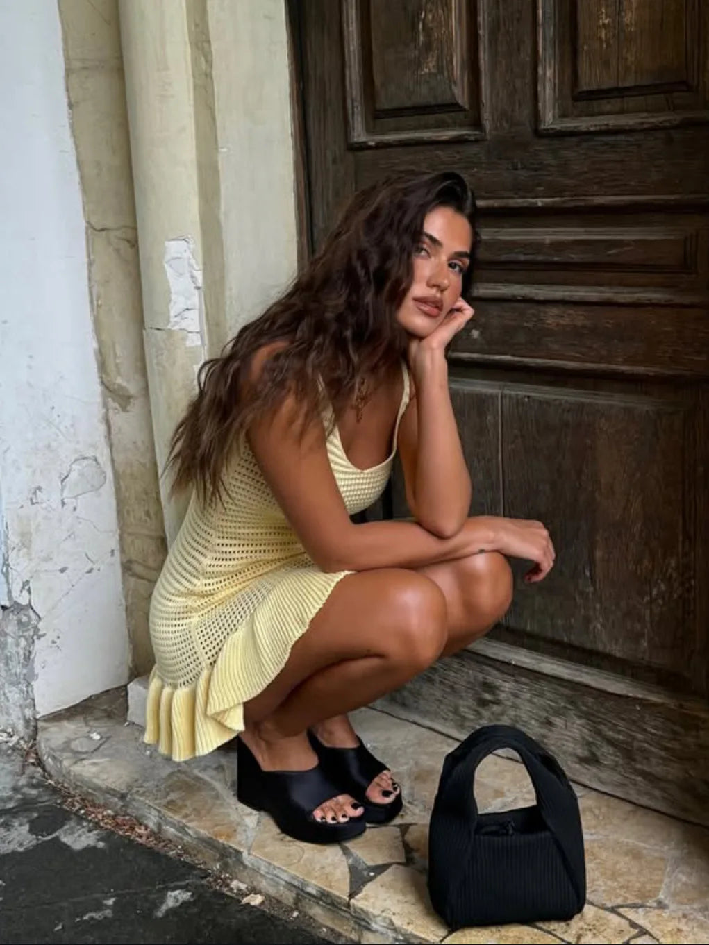 Knit Ruffle Mini Dress Women’s