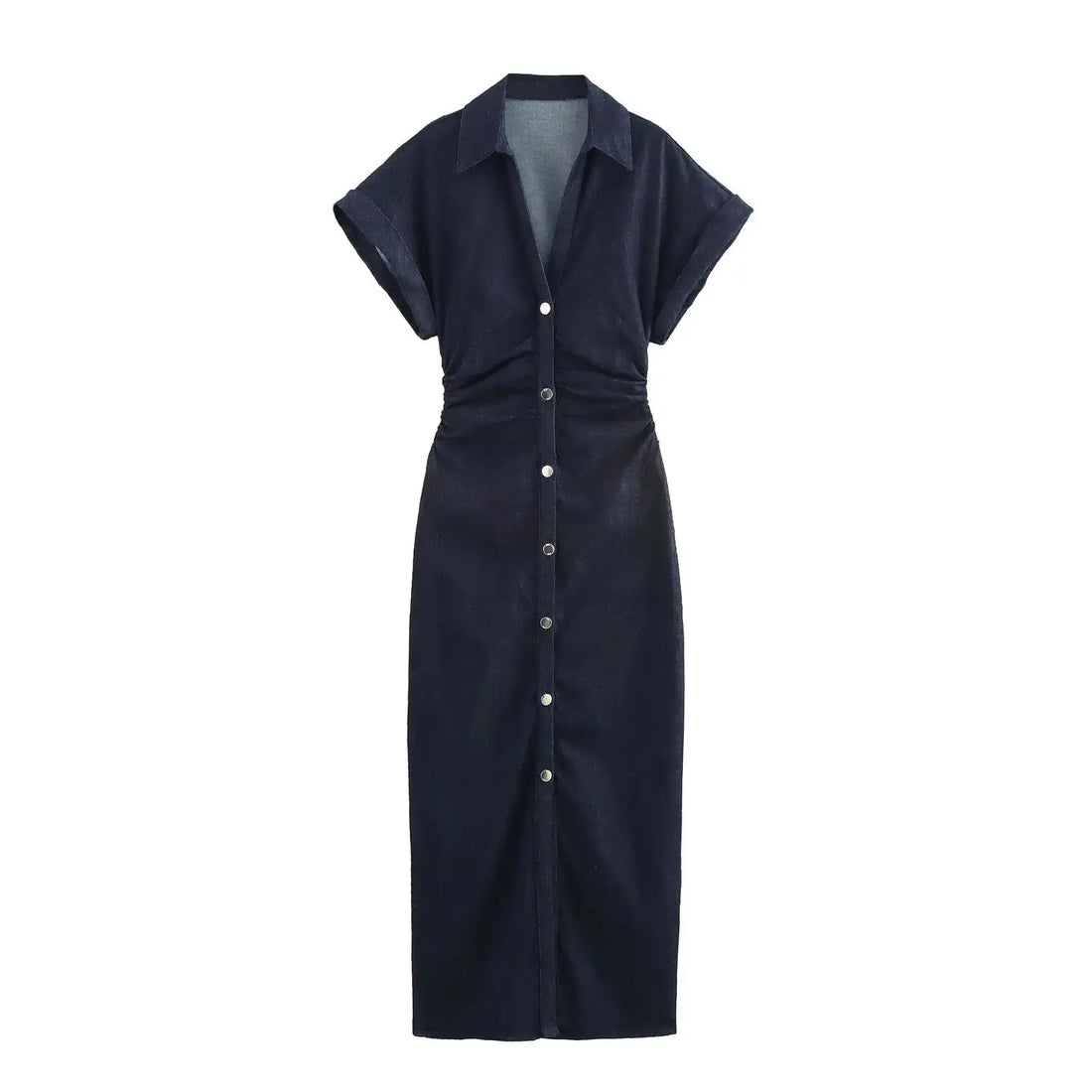 Denim midi dress with lapel side - Norellé