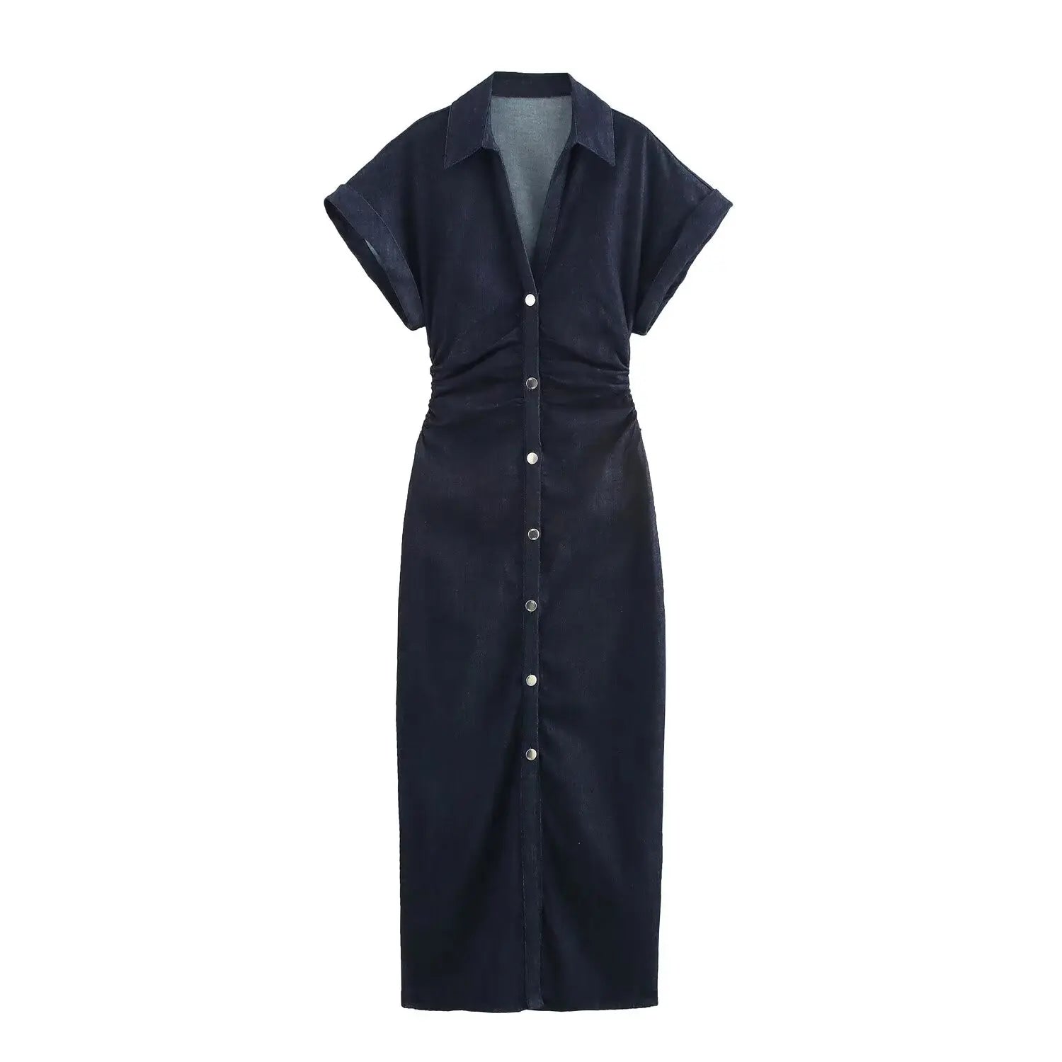 Denim midi dress with lapel side - Norellé