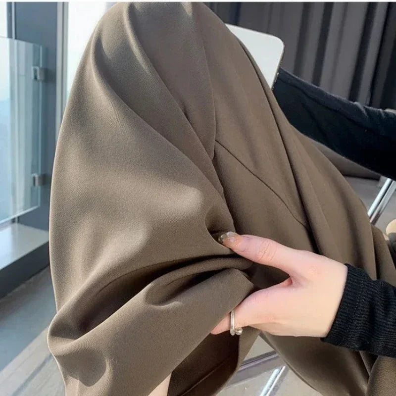 Elegant Wide Leg Pants Women Korean Style High Waist Black Baggy Pants - Norellé