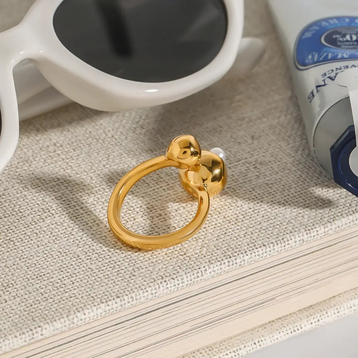 Minimalist Spherical Ring Pearl Irregular Adjustable