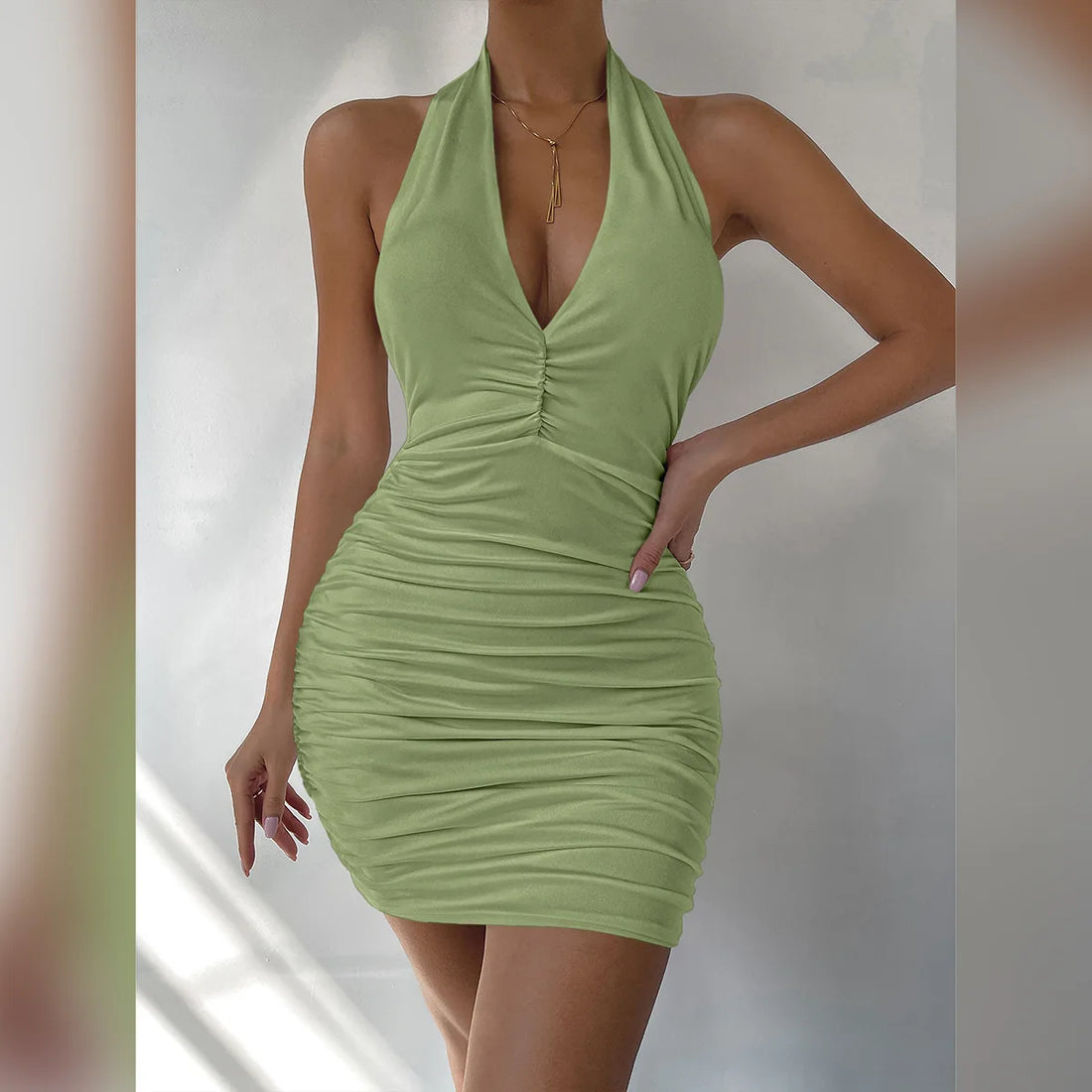 Deep V Evening Sleeveless Backlss Dress Short - Norellé