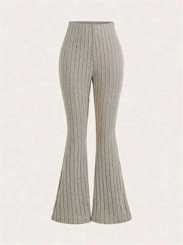 Women’s Solid Color Ribbed Flared Leggings
