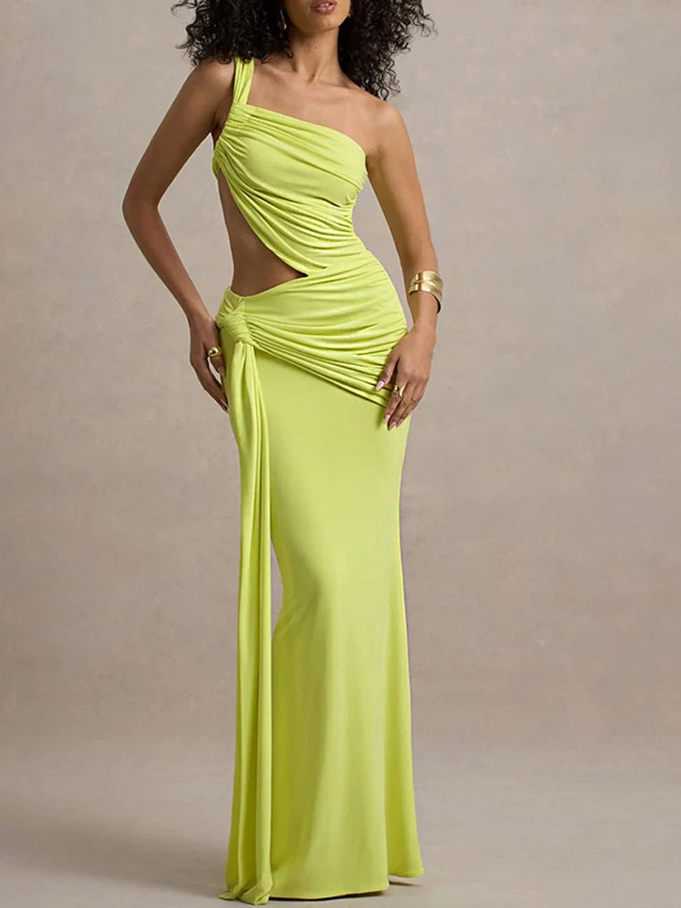 One Shoulder Hollow Out Women Maxi Dress - Norellé