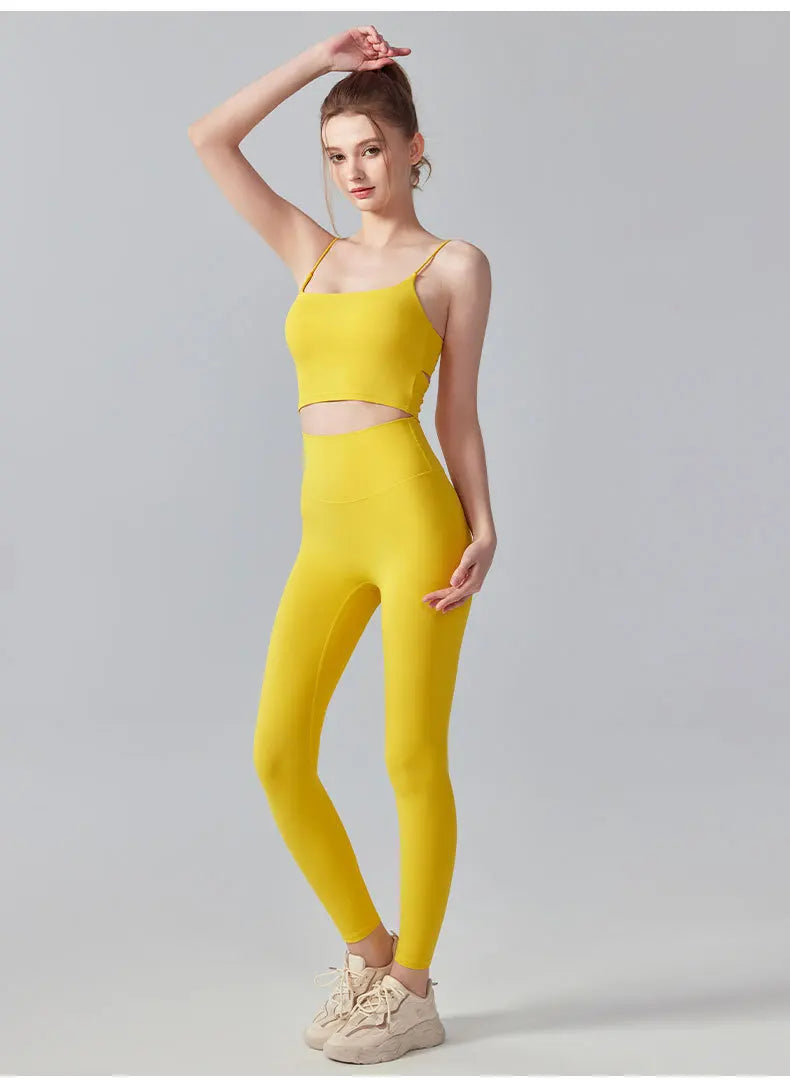 Women Back Circular Ring Fold Design Thin Shoulder Straps Tank Top