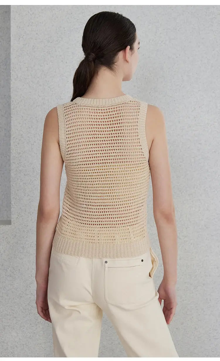 Hollow Linen Knitted Tank Top