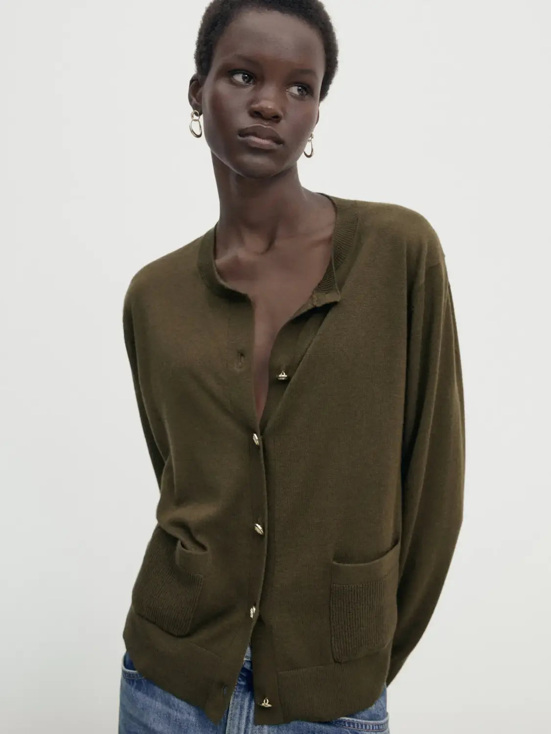 Women’s Casual Little Gold Buckle Knit Cardigan