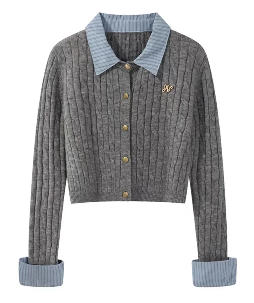 Women’s Grey Cardigan Knitted Sweater