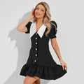 Print Puff Sleeves Ruffled Dress - Norellé