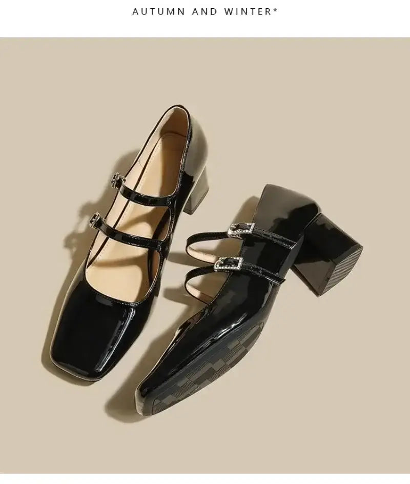 Square Toe Solid PU Women’s High Heels