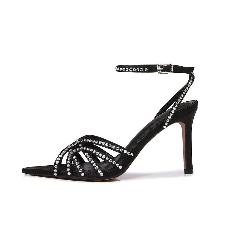 Women’s High-heeled Sandals with Rhinestones