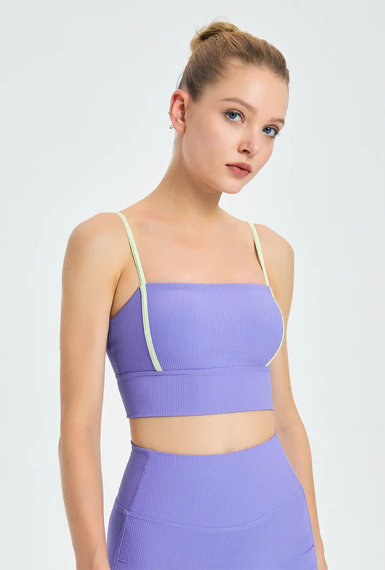 Women Thin Shoulder Straps With Shock-proof Chest Pad Tank Top