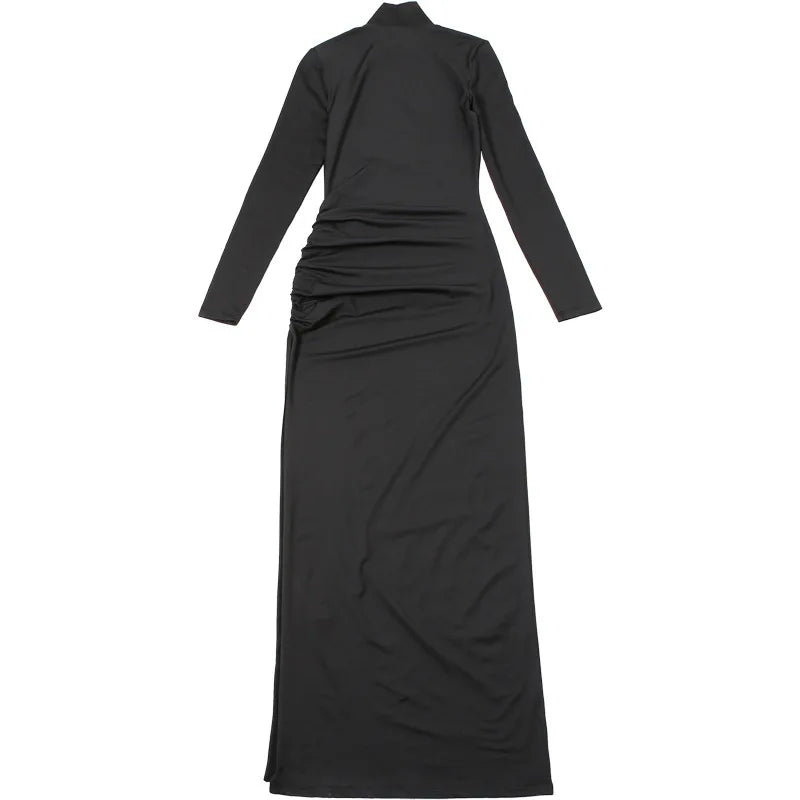 Turtleneck High Slit Maxi Dress For Women