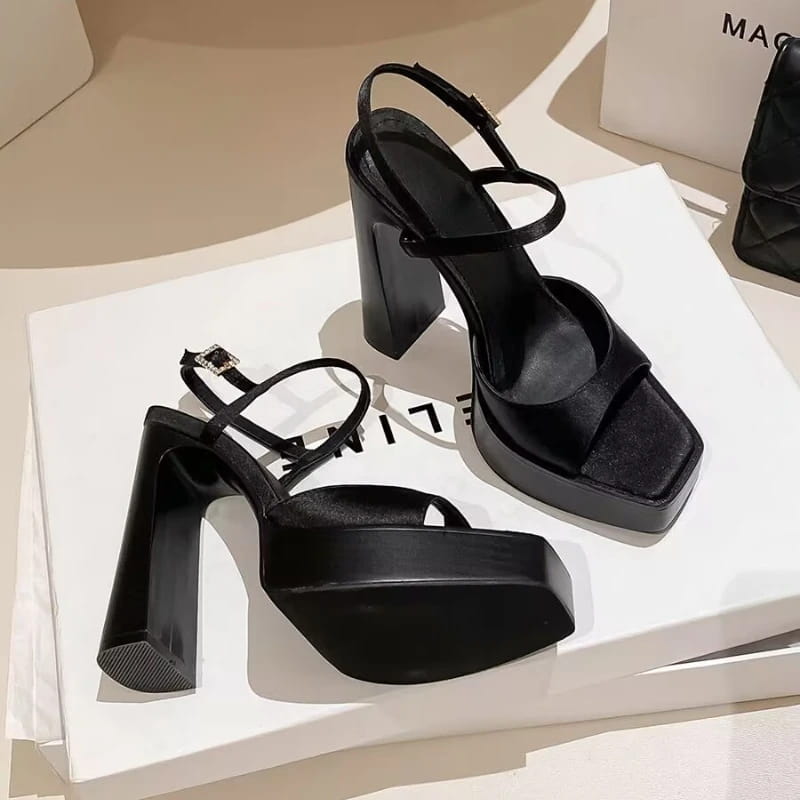 Women Buckle Open Toe Heels