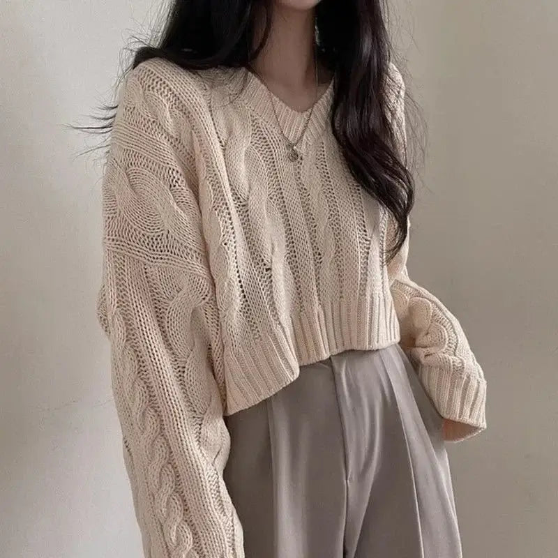 V-neck Short Sweater Casual