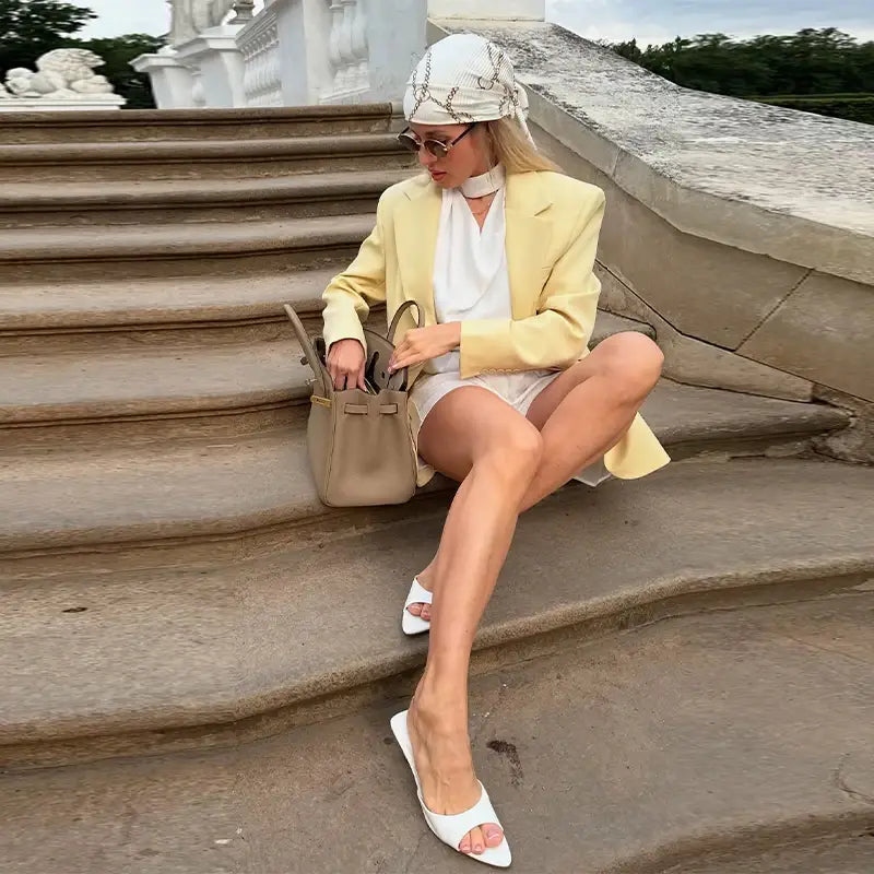 Women’s Tie Waist Blazer Coat Oversized Padded Shoulder