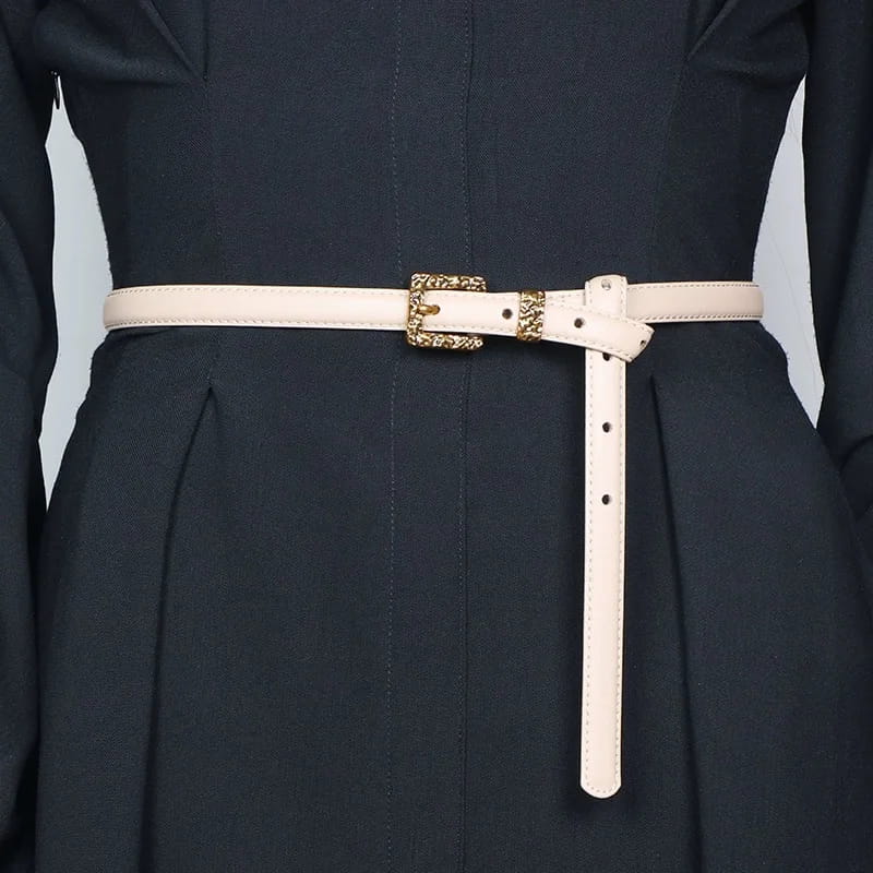 Retro Gold Women Belt Genuine Leather