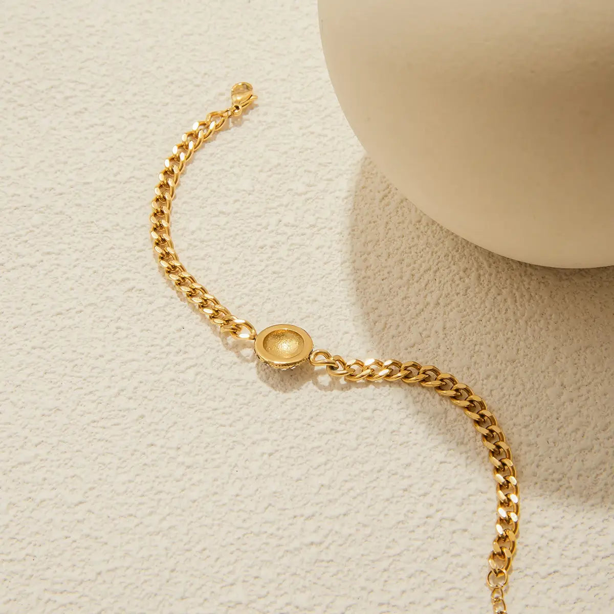 Round Rhinestone Bracelet Stackable Chain Waterproof