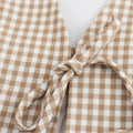 Women's Fashion and Elegance Slim Fit Open Back Small Plaid Hanging Neck Dress - Norellé