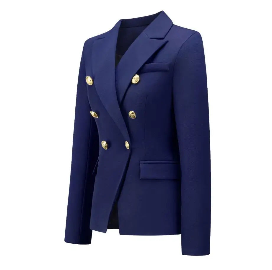 Casual Long Sleeve Turn-down Collar Double Breasted Jacket For Women