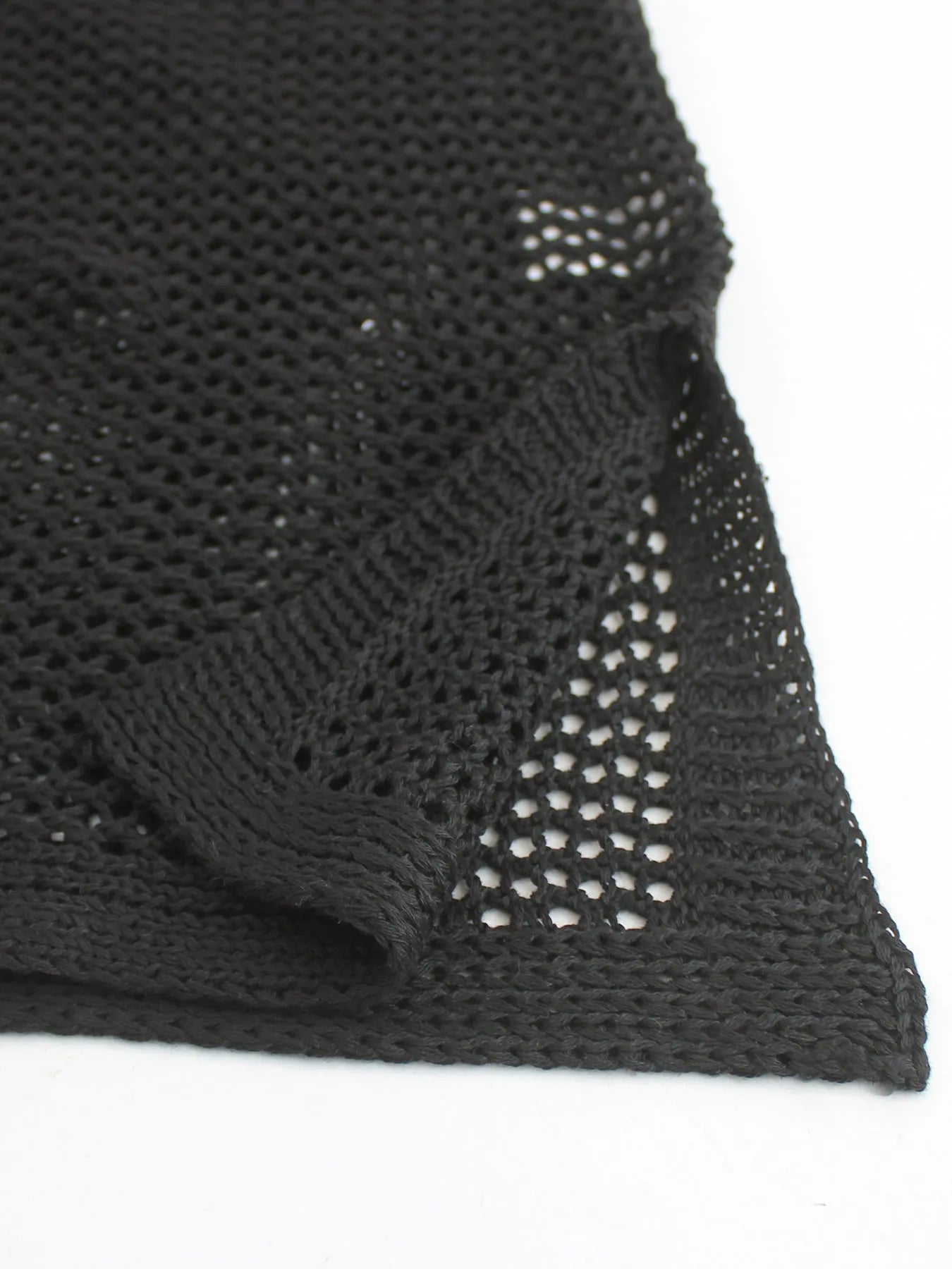 Women’s Knitted Short Skirt with Hollow Straps and Slit Beach Cover Up