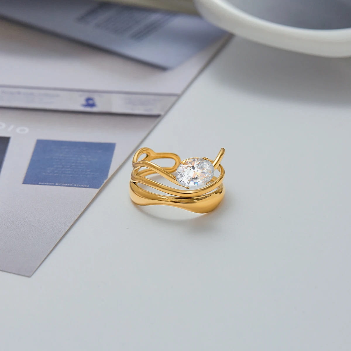 Minimalist Gold Color Plated Stainless Steel Rings