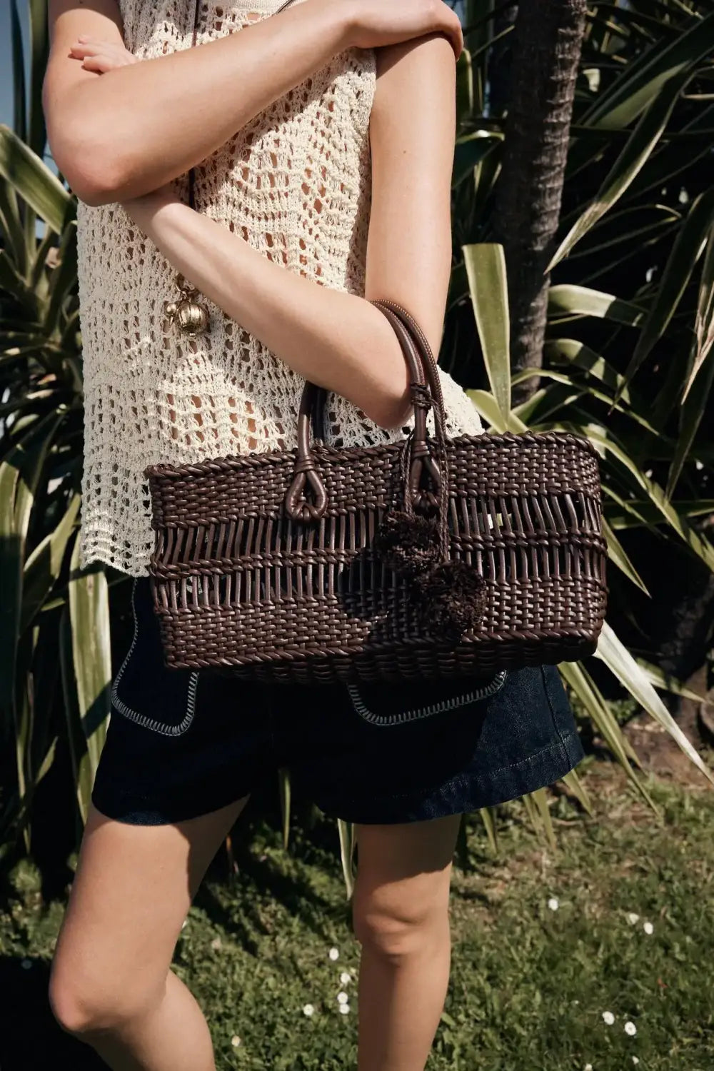 Braided Handbag Tote Bag With String