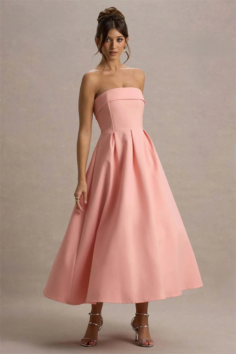 Off-shoulder Strapless Midi Dress Women