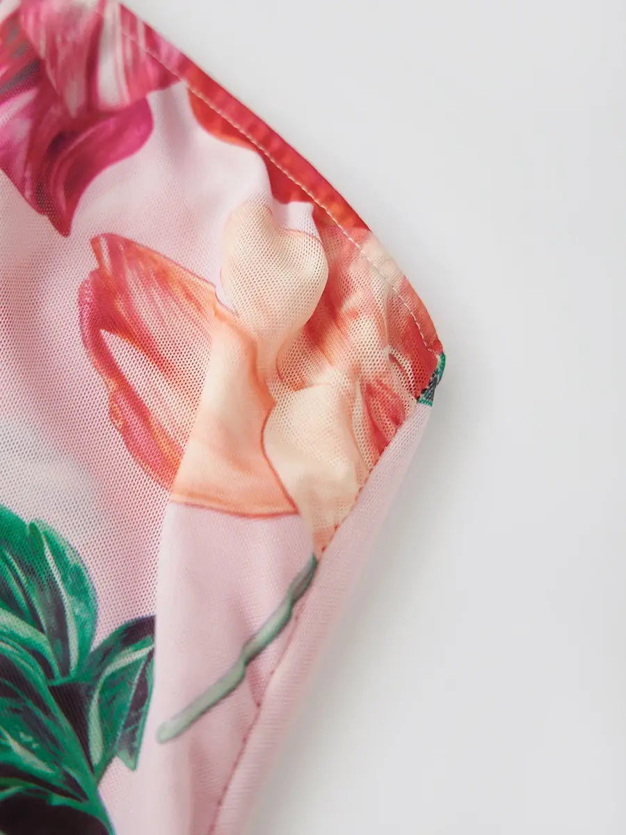 Women Tube Top Mesh Ruched Strapless Crop