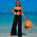 Bandeau Bikini Set Women Khaki Patchwork Front Metal High Waist Mesh Panties 3 Piece - Norellé
