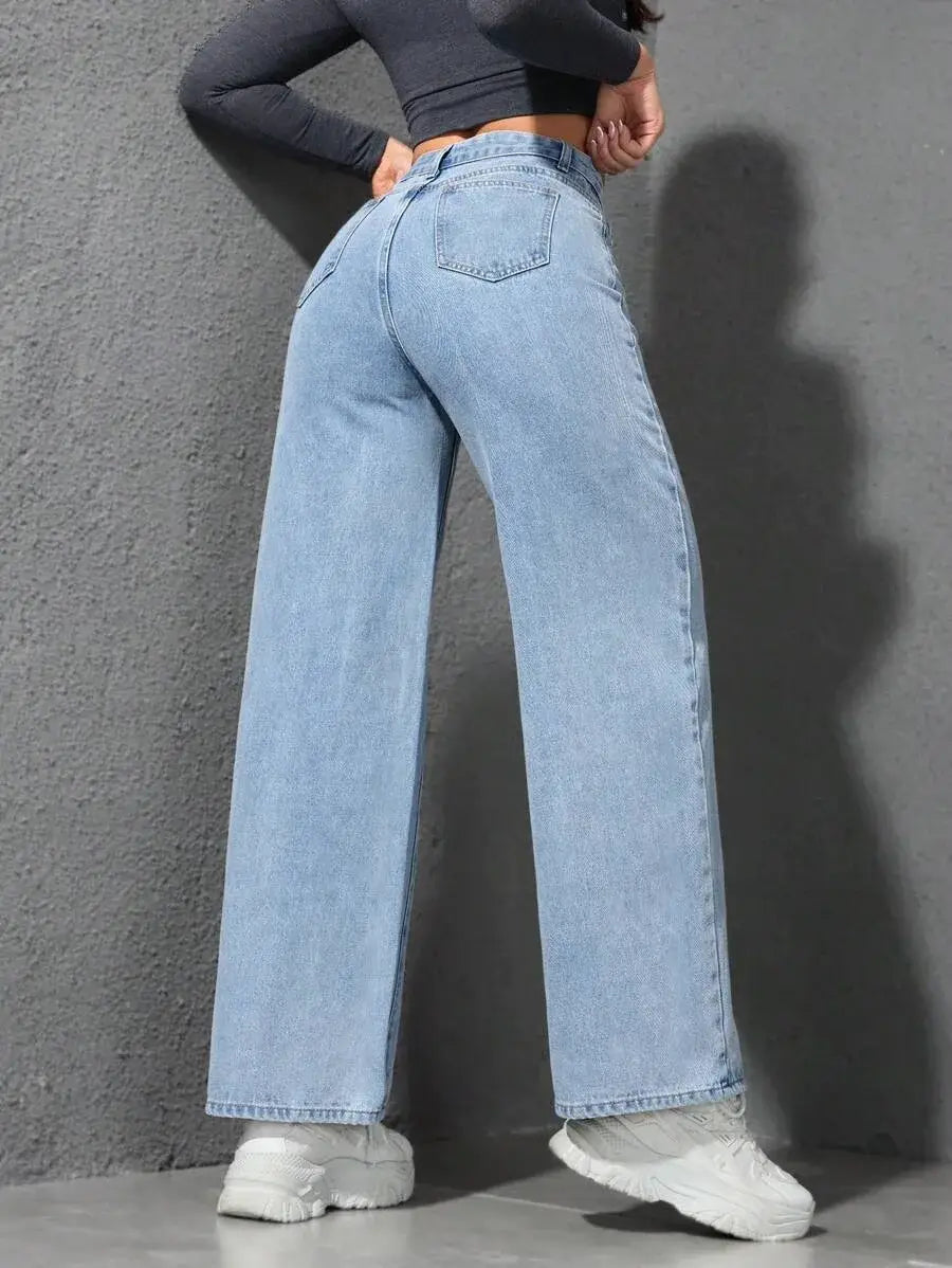 Wide Leg Pants Jeans Women Vintage Denims High Waist